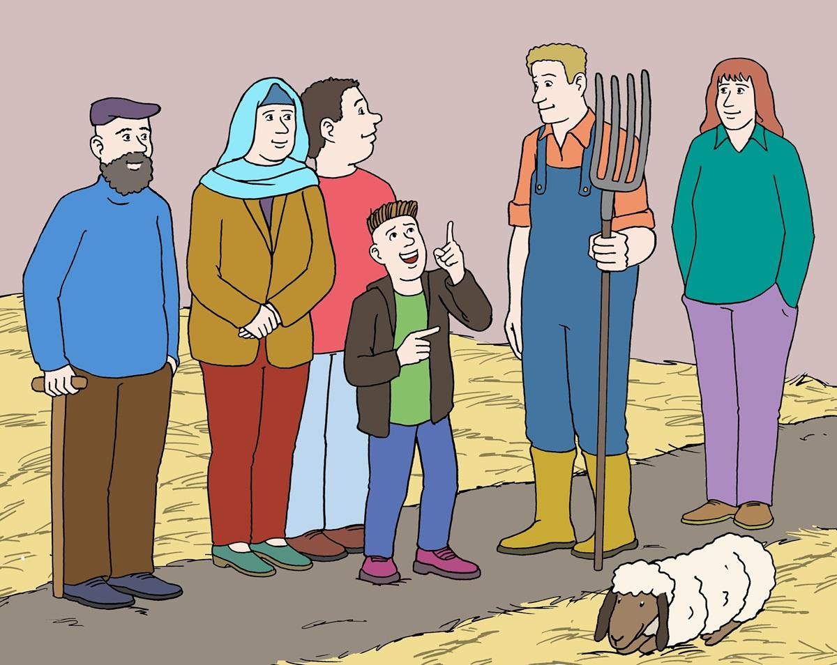 Menschen auf einem Acker