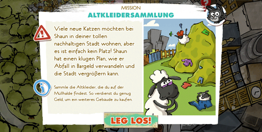 Screenshot aus dem App-Spiel "Nachhaltiger Shaun"