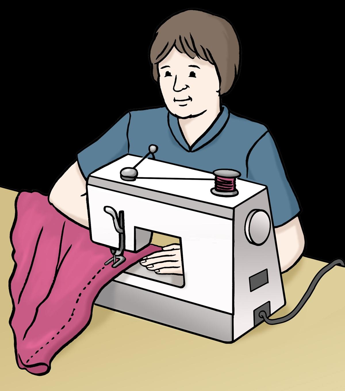 Frau an Nähmaschine