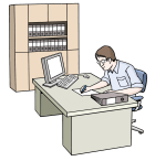 Grafik: Ein Mann sitzt im Büro vor dem PC