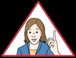 Grafik: Eine Frau in einem roten Warndreieck erhebt den Zeigefinger der linken Hand